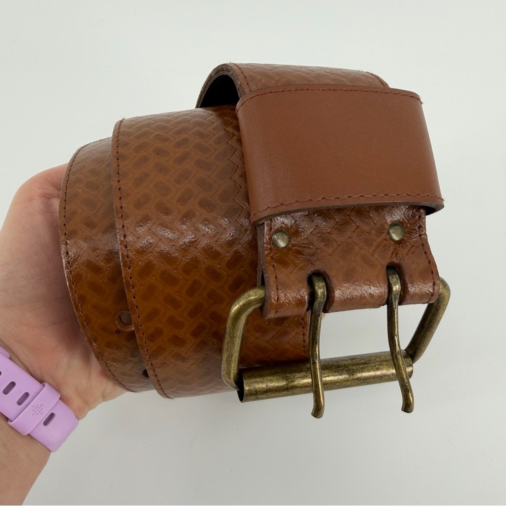 Vintage Robbie Nelson Brown Leather Belt, Made in USA, Women's Small